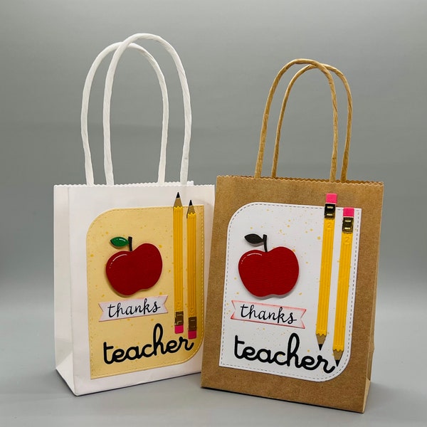 Teacher appreciation gift bag, Handmade gift bag for teachers, School party bags, Thank you teacher gift bag, Gift bag for teacher