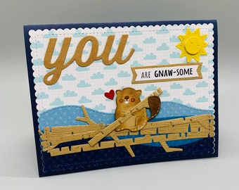 Funny Beaver Valentines Card: Gnaw-some Anniversary Card