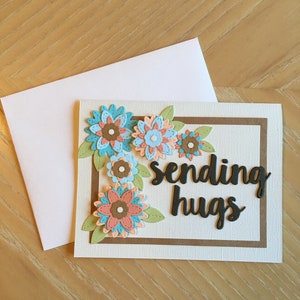 Carte faite main - Envoi de la carte Hugs - Carte d’amitié - Carte aux fleurs - Carte manquante - Carte sympathie - Carte d’encouragement