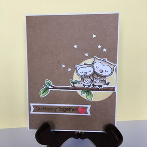 Carte avec hiboux - Carte d’amour hibou - Carte anniversaire avec hiboux - Carte hiboux drôles - Carte Hiboux amoureux - Carte Happy Together - Carte de mariage