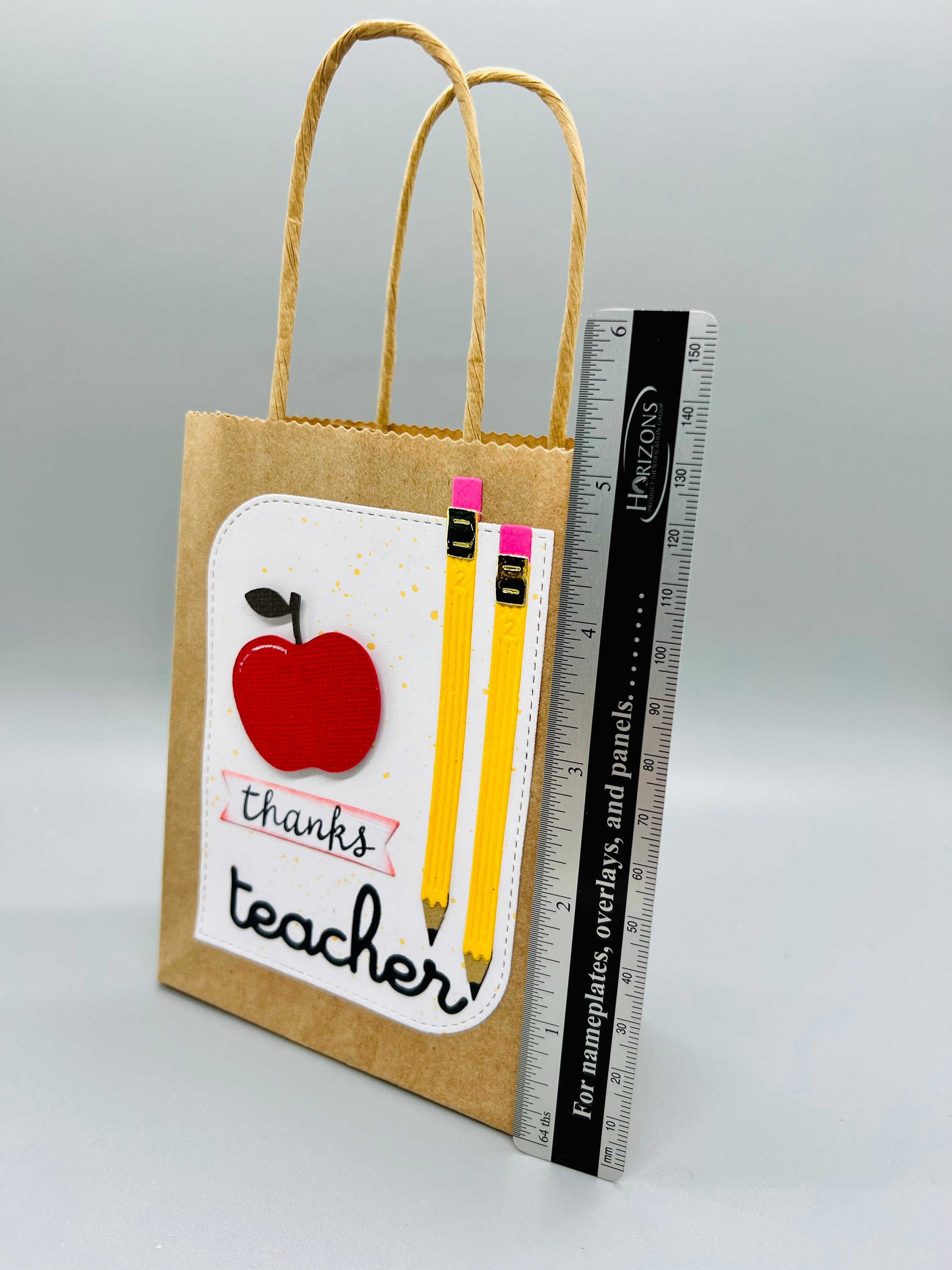 Handmade Teacher Appreciation Gift Bag: Apple & Pencil Design - Etsy