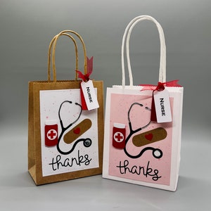 Favor bag for nurse, Nurse appreciation gift, Healthcare appreciation, Handmade paper bag nurses, Gift bag for nurses, Thank you nurse bag