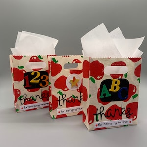 Sacs pour professeur en papier faits main - Cadeau de remerciement pour un professeur - Cadeau pour professeur de rentrée scolaire - Sac cadeau pour professeur - Porte-carte cadeau pour professeur