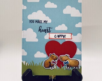 Capybara love card, Funny Valentines card, Love is love card, Valentines card with capybara, Happy Valentines card, LGBTQ Valentines card