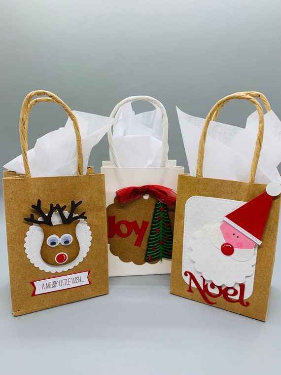 Mini bolsas de regalo de papel de Navidad Ideas de regalos secretos de Papá  Noel Bolsas