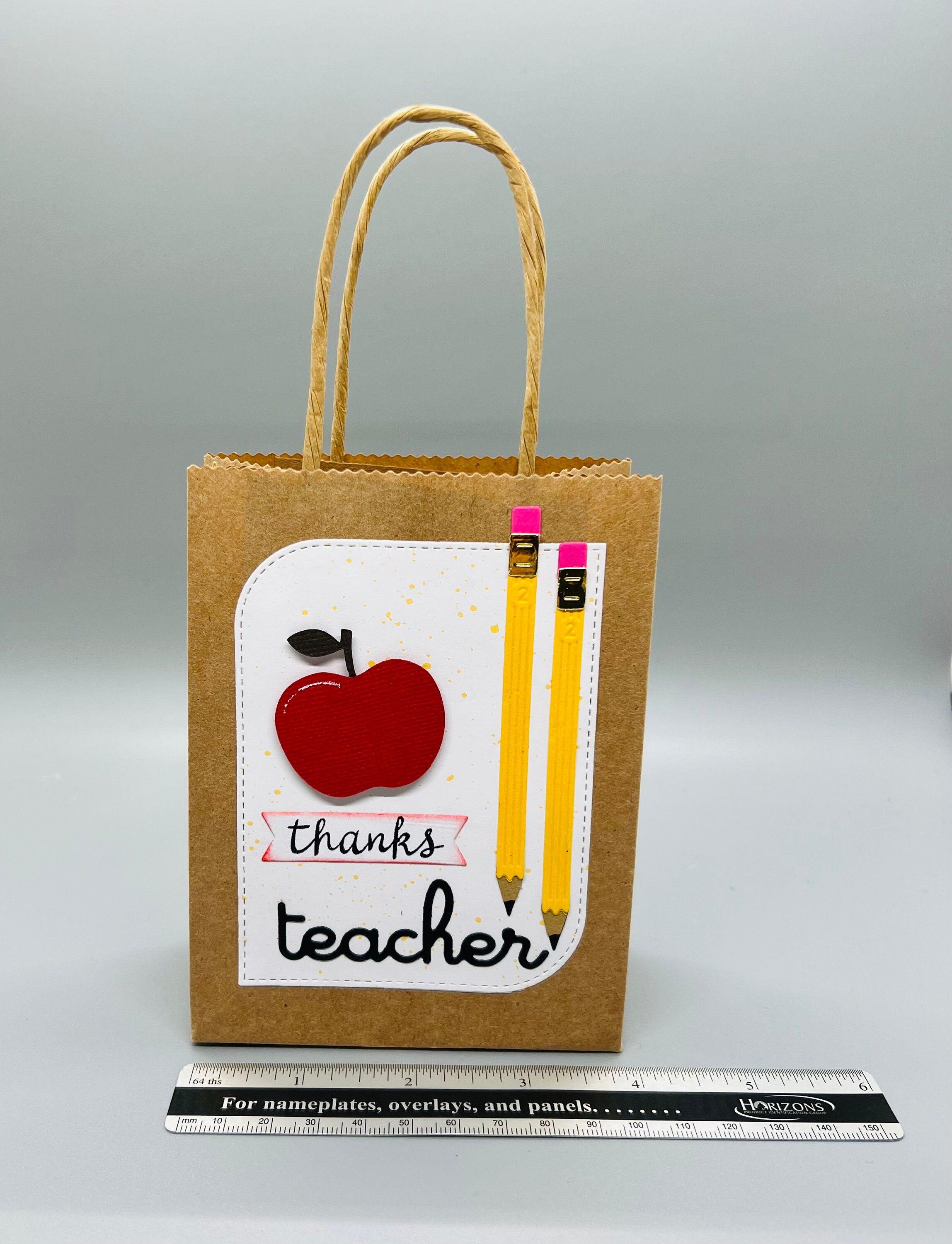 Handmade Teacher Appreciation Gift Bag: Apple & Pencil Design - Etsy