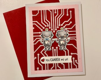 Handmade Robot Love Card: Tech Valentine's Day Anniversary Card