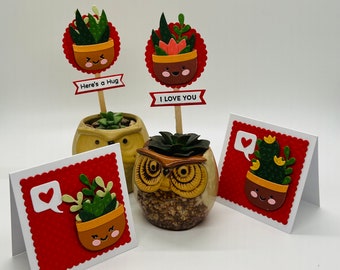 Succulent pot embelishment, Gift for succulent lover, Valentines plant gift tag, Anniversary plant gift tag, Succulent lover gift tag
