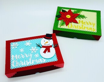 Christmas gift box - Cookie gift box - Snowman gift box - Poinsettia gift box - Holiday cookie box - Decorated Christmas box