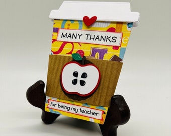 Teacher appreciation gift, Coffee cup gift card holder for teacher, Thank you teacher gift, Back to school teacher gift