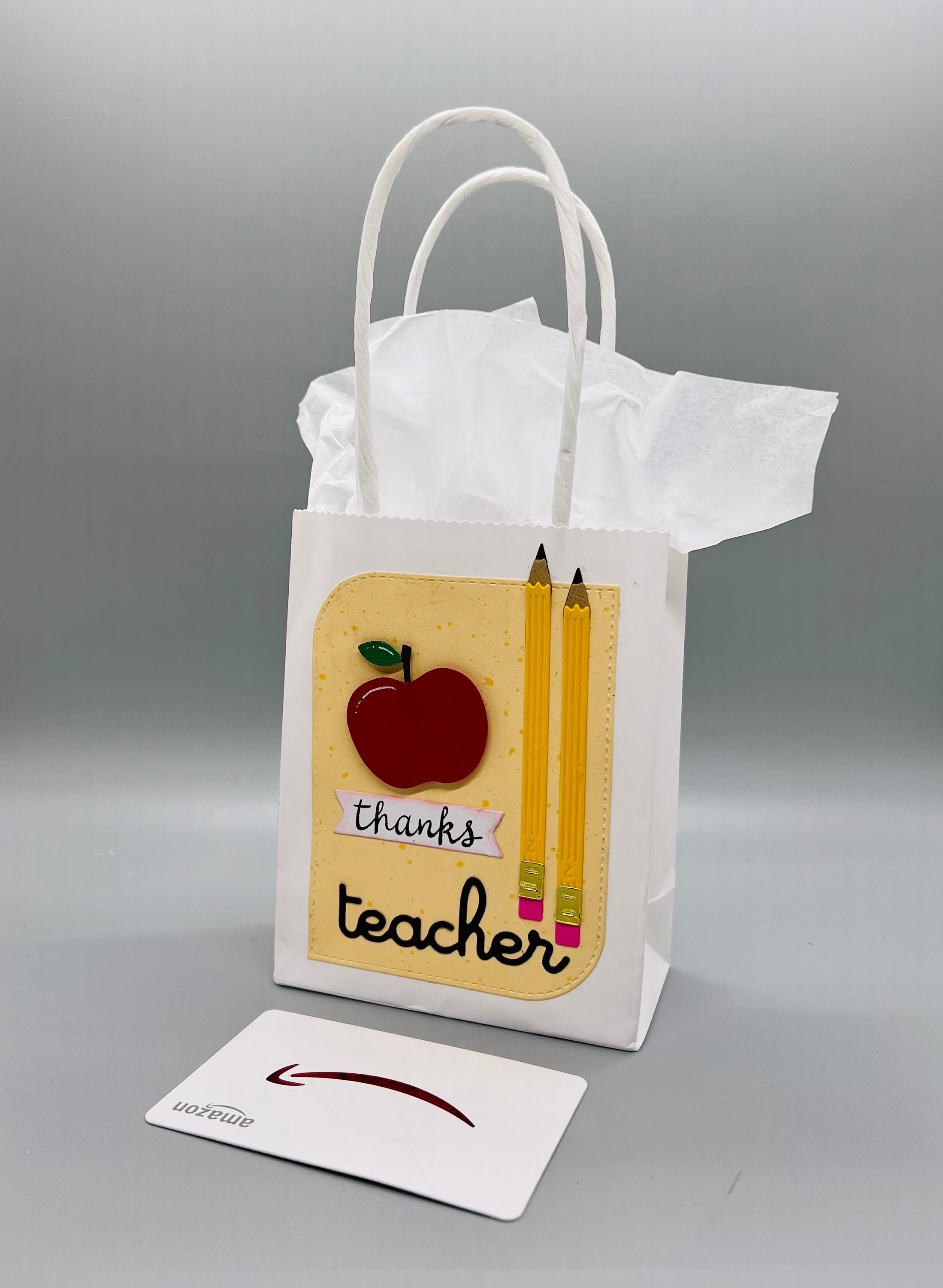 Handmade Teacher Appreciation Gift Bag: Apple & Pencil Design - Etsy