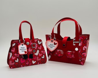 Valentines paper purse, Valentines gift for her, Happy Valentines paper purse, Valentines treat bag, Paper purse with hearts