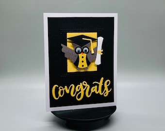 Handmade Owl Graduation Card: Customizable Congrats Card