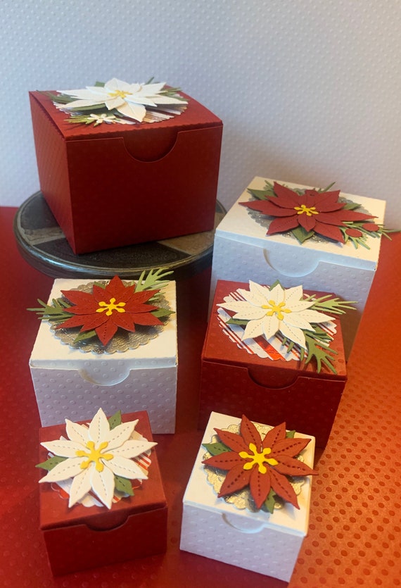 Nesting Christmas Boxes Christmas Decorative Boxes Poinsettia Gift