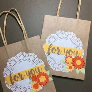 Small Paper Gift bags - Handmade paper gift bag - Floral paper bag - Gift card holder paper bag