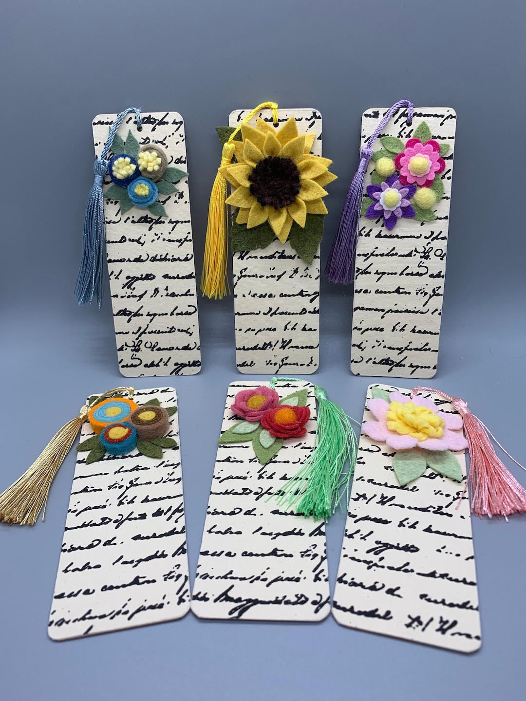 Handmade Felt Floral Bookmark: Tassel Accent, Book Lover Gift - Etsy