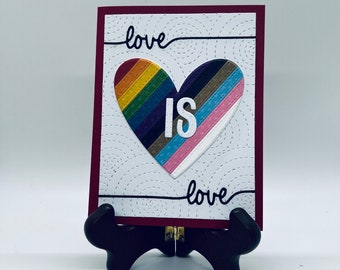 Love is Love card, LGBTQ+ valentines card, Rainbow valentines card, Pride valentines card