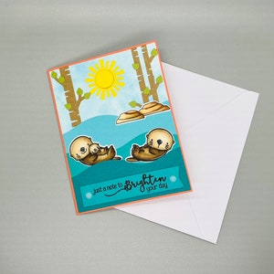 Carte loutre - Carte avec des loutres _ Carte faite main avec des loutres - Carte d'anniversaire animal drôle - Carte d'amour animaux drôles - Carte d'encouragement