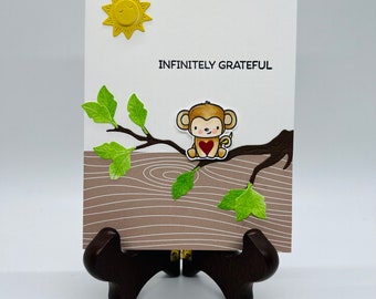 Thank you card with monkey, Funny thank you card,