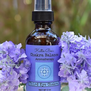 2 oz Third Eye Chakra Aromatherapy Spray Bottle, Essential Oils Room Spray, Body Spray, Room Mist, Chakra Balance