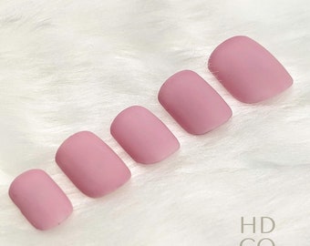 Pink Matte Nails, Short Square Nails, Handmade Canadian Press-On Nails, 24 Piece Nail Set Gift, At Home Beauty