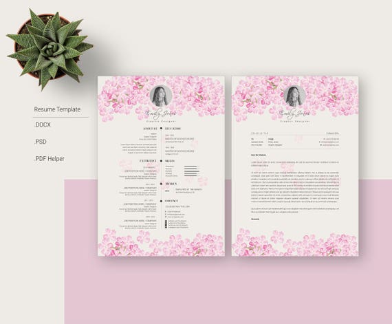 Sale Off Flower Watercolor Resume Template Cv Cover Etsy Sale Off Flower Watercolor Resume Template Cv Cover Etsy