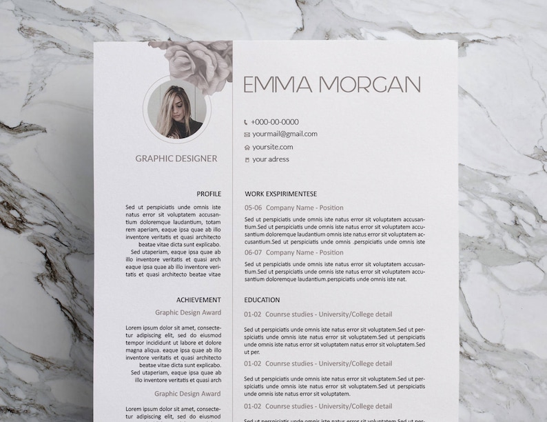 20/% Off Rose Resume Template CV template Letterhead Simple Resume Template CV template Letterhead M SALE !
