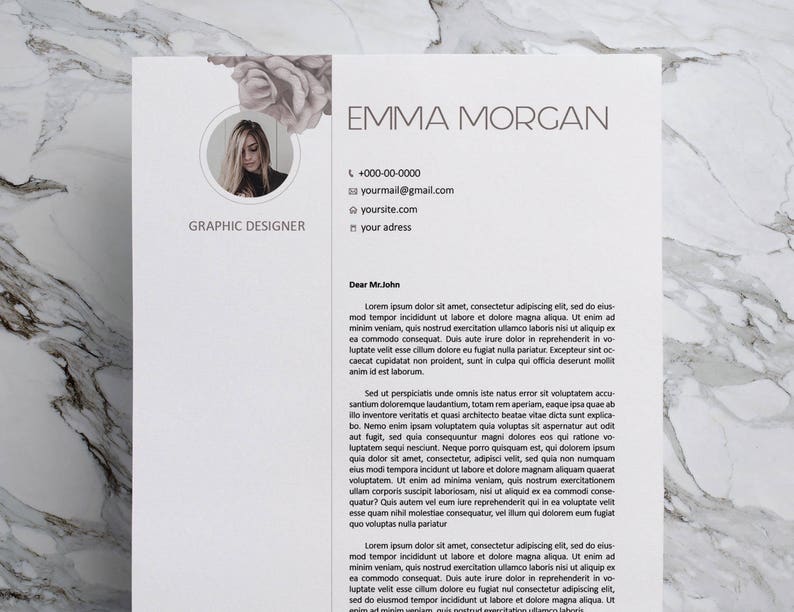 20/% Off Rose Resume Template CV template Letterhead Simple Resume Template CV template Letterhead M SALE !