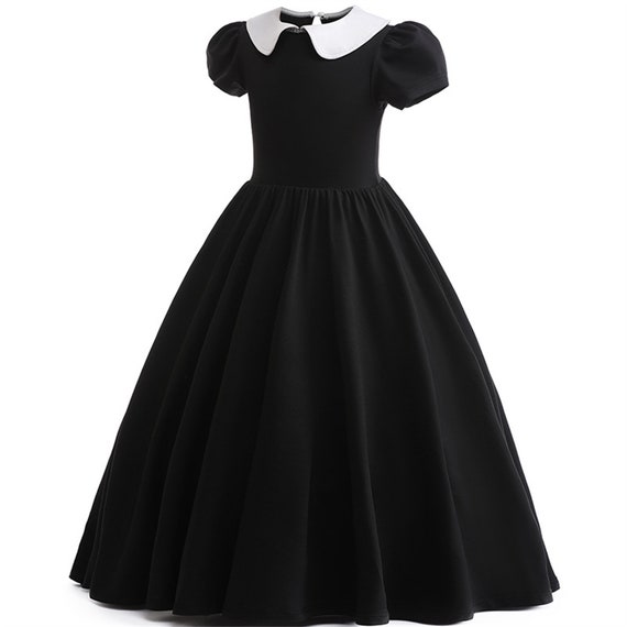 Girls short top sleeve black dress