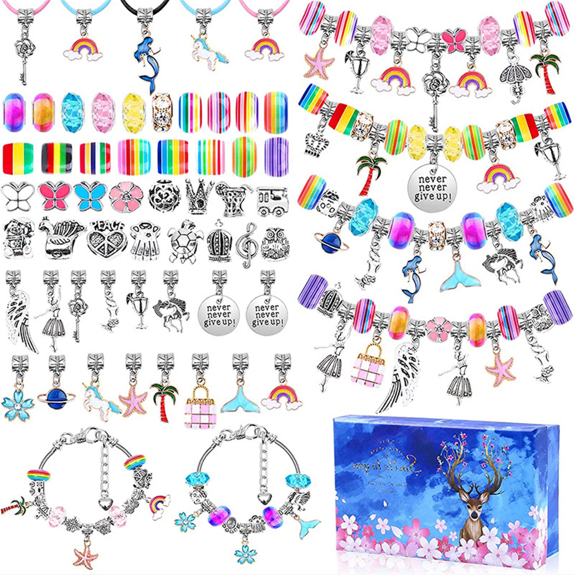 112 Pcs DIY Bead Bracelets Set Necklace Jewelry Making Kit Craft Supplies Gift