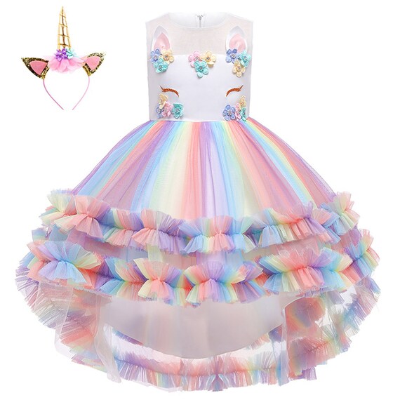 Girls Unicorn Party Dress Maxi Dress 