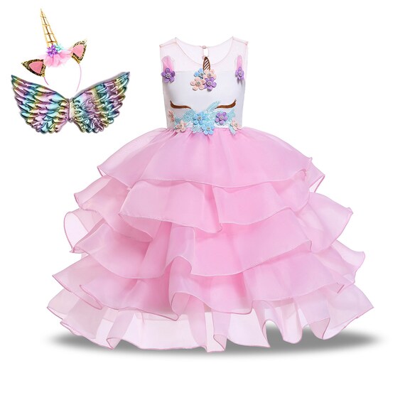Girls Unicorn Tutu Cake Dress Kids Flower Pageant Dress | Etsy
