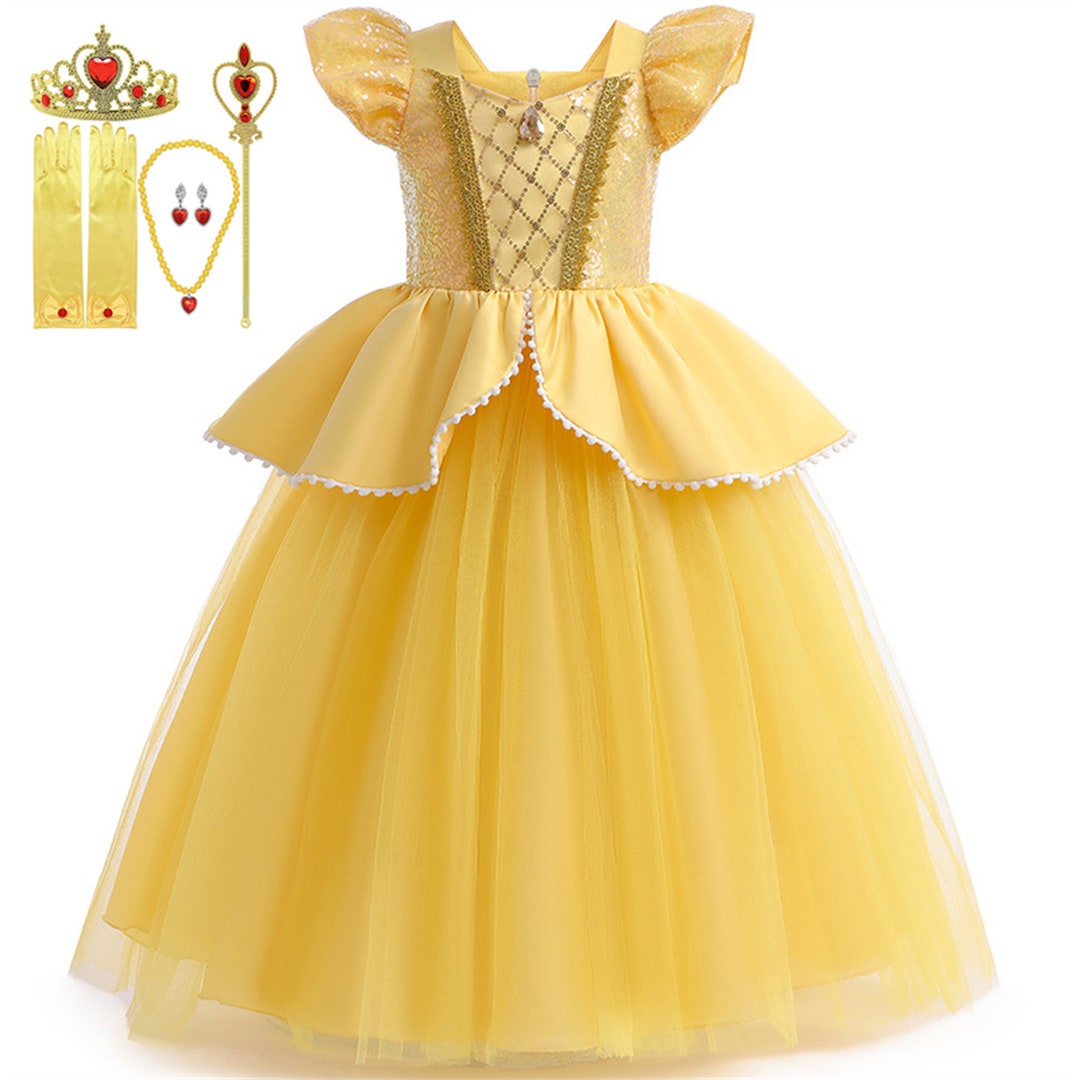 2023 Girls New Belle Dress Belle Party Dress Halloween Costume With