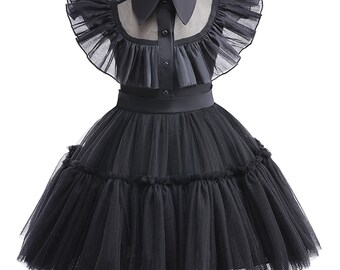 2023 Baby Girls Black Dress for Wednesday Elegant Party Dress