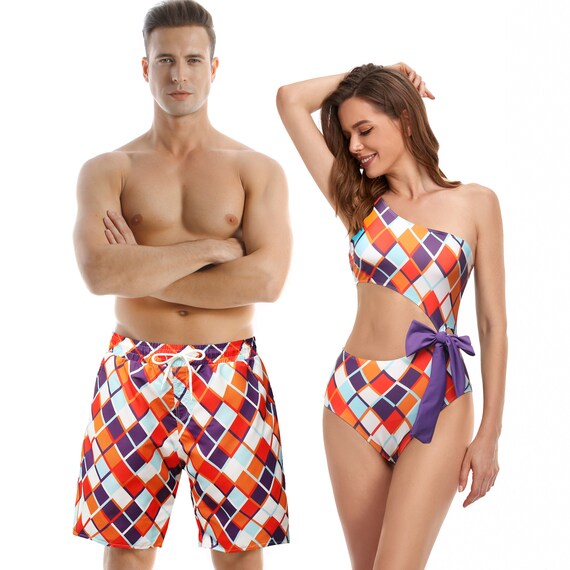Couples' Matching Swimsuit Couples's Beach Wear Mens Swimming Trunks Womens  One Pieces Monokini Matching Swimsuit 