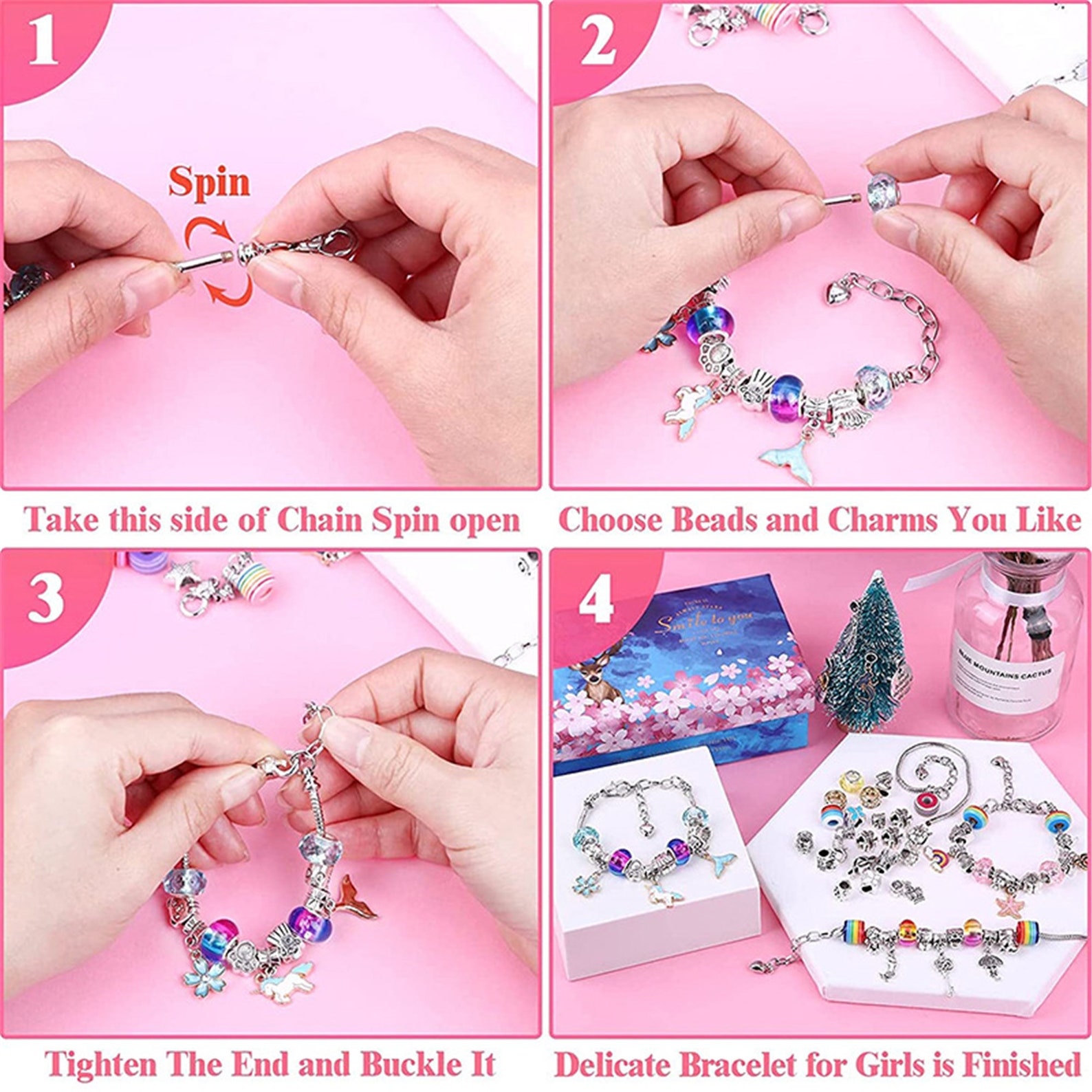 Girls Diy Charm Bracelet Making Kit Diy Jewelry Making Gift Etsy Girls Diy Charm Bracelet Making Kit Diy Jewelry Making Gift Etsy