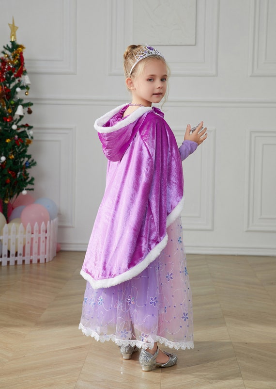 Girls Princess Cape Halloween Cloak Dress up Snow White Dress