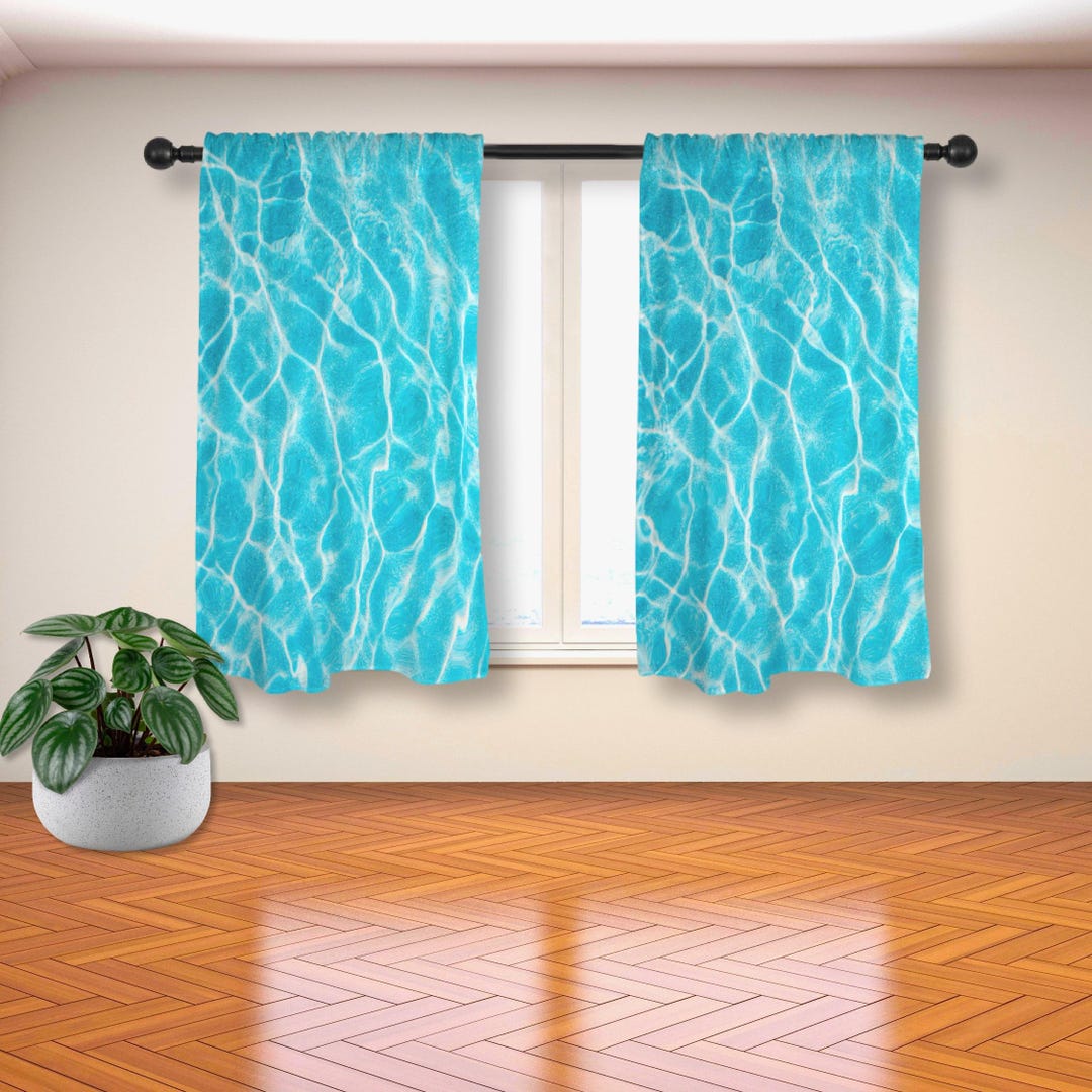 Swimming Pool Curtains - Summer Beach Valance - Water Theme Home Decor ...
