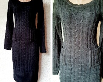 black dress below knee with sleeves