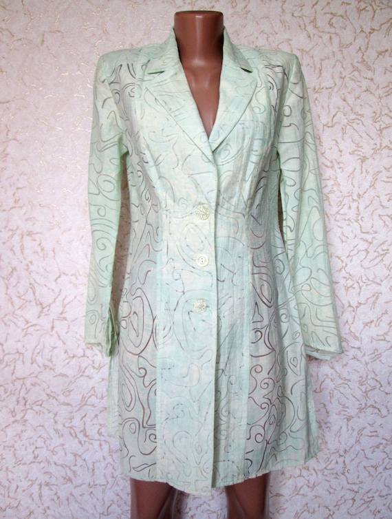 10 US Mint green Long Blouse Caftan Long Sleeve Su