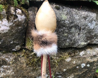 Crimson Woman Rattle ~ Elegant ~ Handmade Shamanic ~ Deer ~ Bunny Feminine Fertility Medicine ~ Magnolia