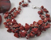 Red Jasper Bracelet Chunky Cluster Bracelet Gemstone Chip Bracelet