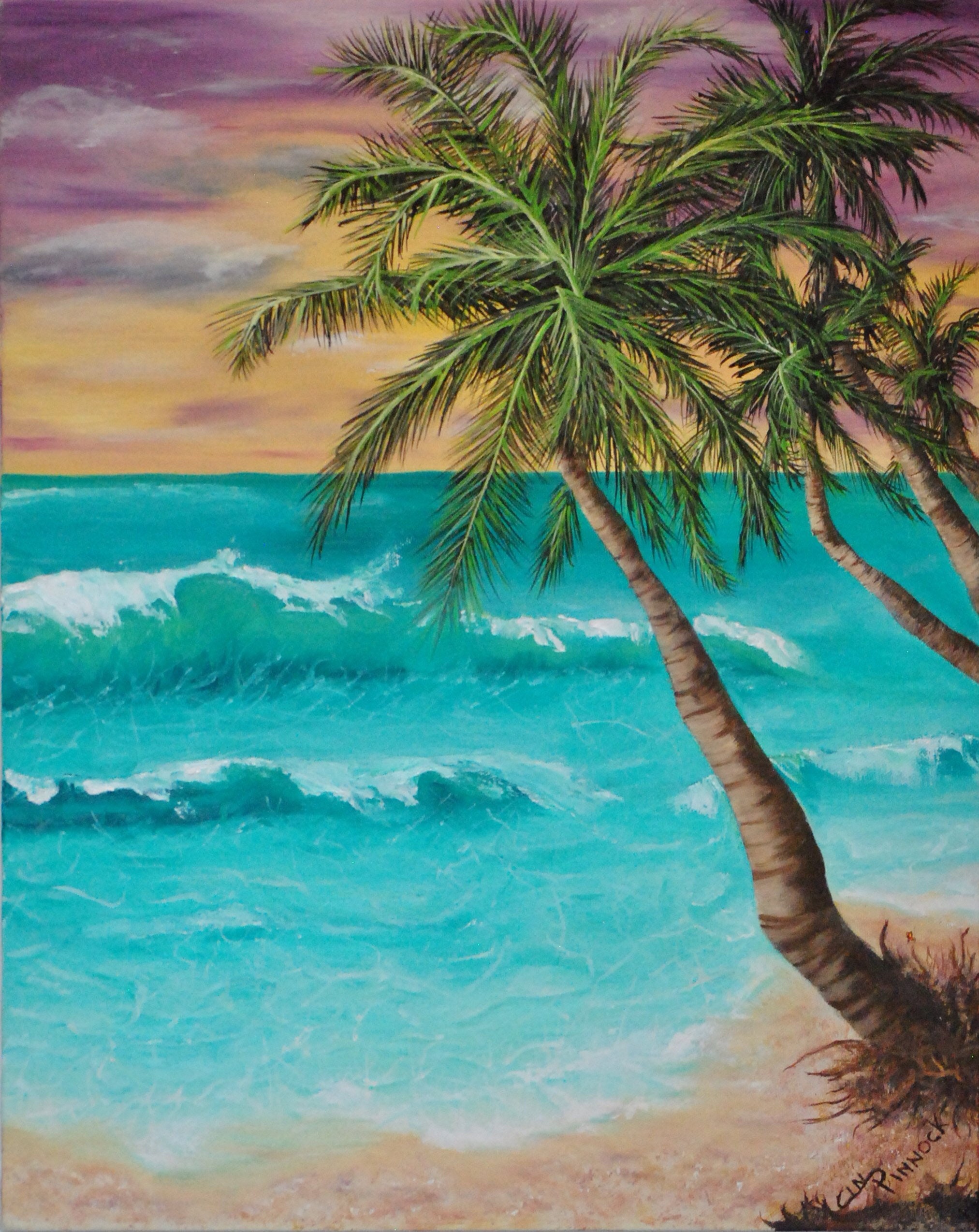 palm tree beach drawing