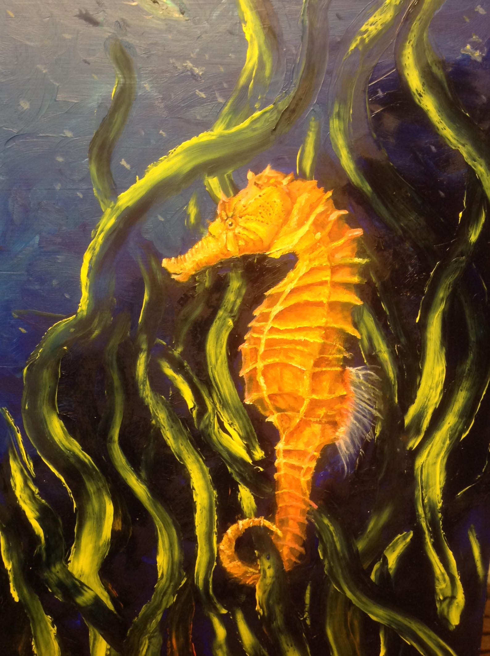 Ocean Underwater Art Seahorse Original Oil Seahorse Artwork Etsy