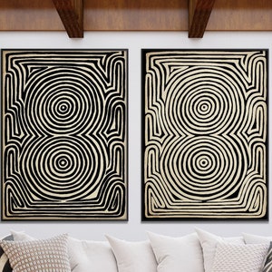 Set of Two Australian Aboriginal Style Art Print, Indigenous Inspiration Circles Minimal Modern Boho decor Housewarming Eco Friendly Gift