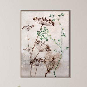 Gedroogde kruiden venkel wilde bloemen print, vintage stijl botanische aquarel kunst boerderij slaapkamer muur decor eco-vriendelijk housewarming cadeau