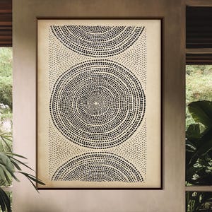 Ethnic Style Pattern Art Print, Ethnic Decor Art Black Beige Geometric Tribal Style Boho Minimal Room Decor Housewarming Eco Friendly Gift