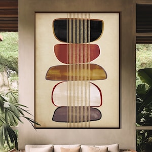 Stampa poster acquerello geometrico astratto, arredamento boho contemporaneo minimale in terracotta, decorazione da parete ecologica, regalo di inaugurazione della casa per lei e per lui