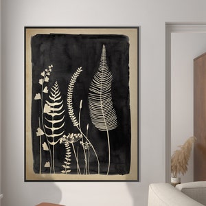 Stampa di poster di felci ed erbe botaniche, stile nordico astratto arte scandinava vivaio moderno minimo Boho arredamento nordico regalo ecologico