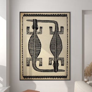 Afrikanische Tier Kunstdruck, Krokodil ethnischen Dekor afroamerikanische Kunst schwarz beige Stammes-Dekor Boho Decor Housewarming Eco freundliches Geschenk